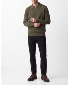 Pull Hugo demi-zippé manches longues kaki