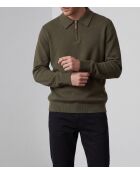 Pull Hugo demi-zippé manches longues kaki