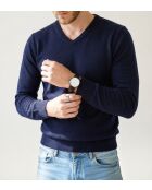 Pull Arthur col V manches longues bleu nuit