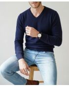 Pull Arthur col V manches longues bleu nuit