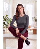 Maglietta intima Anne girocollo a manica lunga in cotone lupo