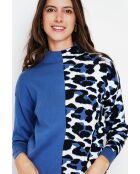 Jersey de cuello alto Carla, manga larga, vaqueros azules