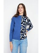 Jersey de cuello alto Carla, manga larga, vaqueros azules