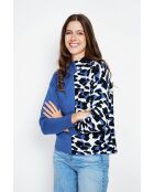Jersey de cuello alto Carla, manga larga, vaqueros azules