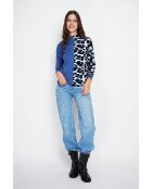 Jersey de cuello alto Carla, manga larga, vaqueros azules