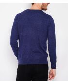Jersey Camille de cuello redondo de manga larga azul medianoche