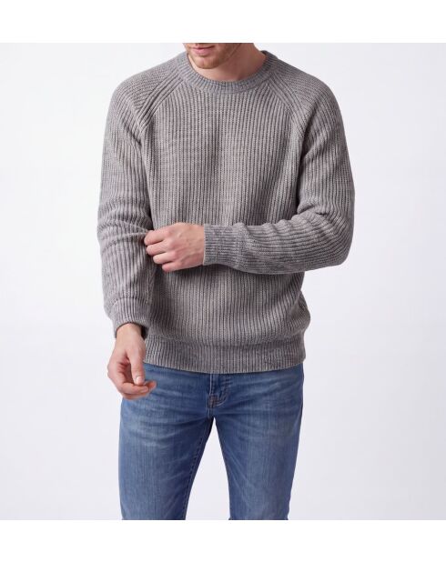 Jersey de lana Simon con cuello redondo, mangas raglán y franela