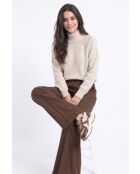 Léna Wollpullover mit Stehkragen und langen Ärmeln cremefarben