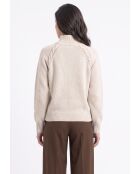 Léna Wollpullover mit Stehkragen und langen Ärmeln cremefarben