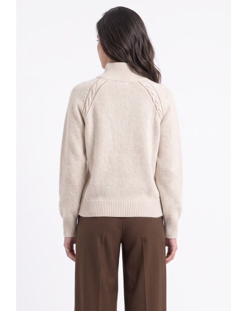 Léna Wollpullover mit Stehkragen und langen Ärmeln cremefarben