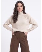 Léna Wollpullover mit Stehkragen und langen Ärmeln cremefarben