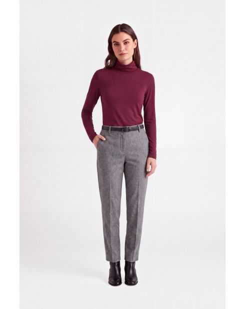 Sous-pull en coton col roulé, manches longues bordeaux