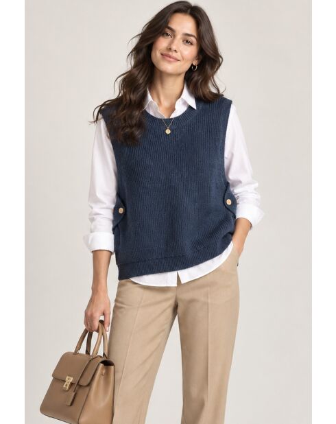 Juliette türkisfarbener ärmelloser Wollpullover