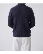 Jersey William de lana con cuello camionero, mangas largas, azul medianoche