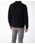 Jersey Vincent de lana con cuello camionero, mangas largas, negro