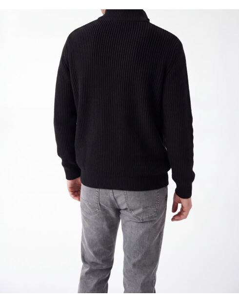 Jersey Vincent de lana con cuello camionero, mangas largas, negro