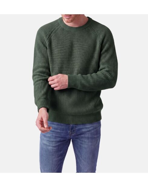 Jersey Théodore de lana con cuello redondo y mangas raglán de color caqui