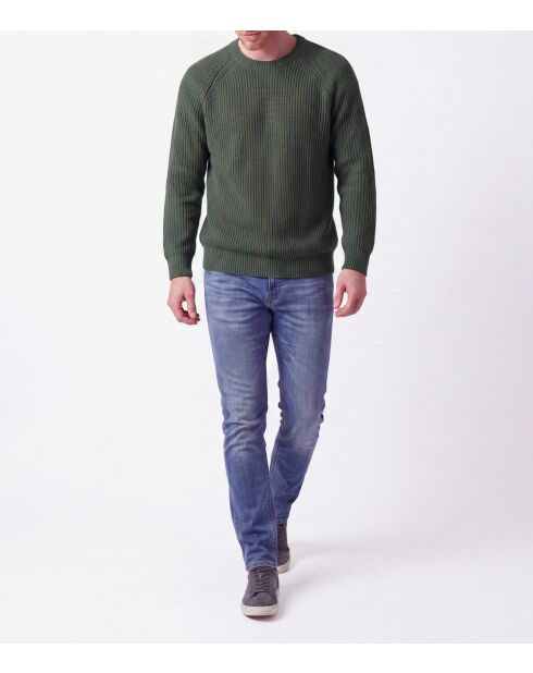 Jersey Théodore de lana con cuello redondo y mangas raglán de color caqui