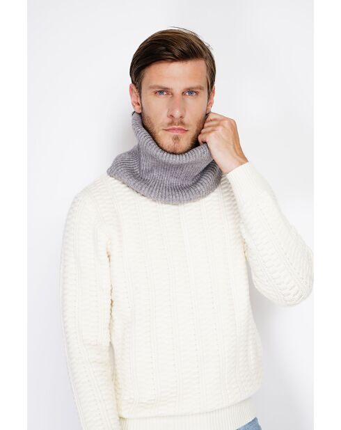 Halsband aus geripptem Flanell-Cashmere-Mix