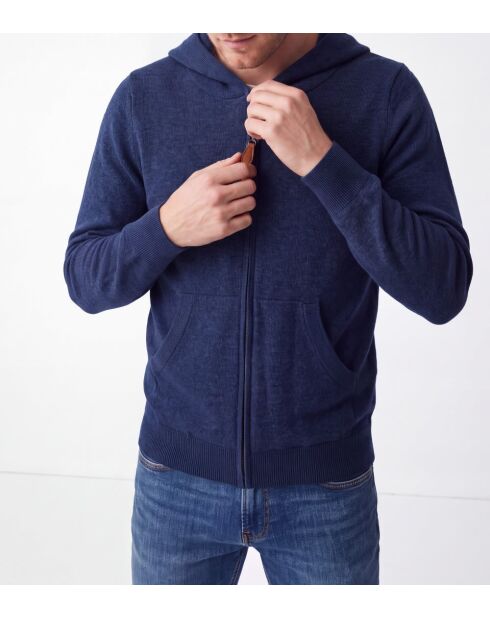 Chaleco Martin con capucha y cremallera de manga larga azul medianoche