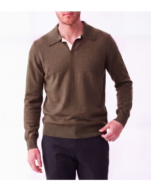 Jersey de cuello polo de manga larga Khaki Paul
