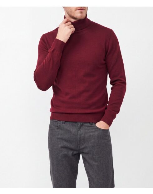 Jersey Damien de cuello alto con mangas largas burdeos