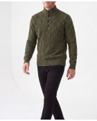Jersey de lana Zacharie con cuello camionero, mangas largas, color caqui