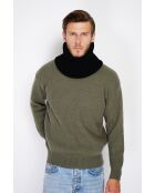 Girocollo nero a costine in misto cashmere