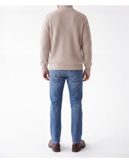 Jersey Thomas de lana con cuello camionero, mangas largas, color crema