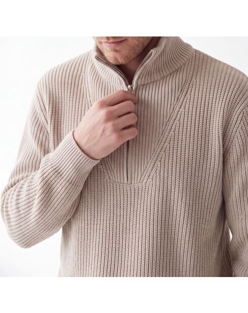 Pull en laine Thomas col camionneur manches longues crème