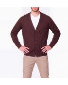 Gilet Nicolas col V manches longues café