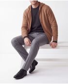 Chaleco camel de manga larga con capucha y cremallera Mathis