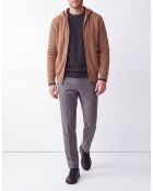 Chaleco camel de manga larga con capucha y cremallera Mathis