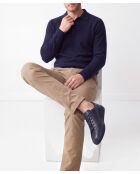 Mitternachtsblauer Emile Langarmpullover mit Polokragen