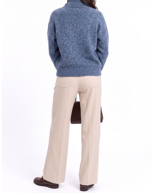 Jersey de lana Valérie, cuello alto, manga larga, vaqueros azules