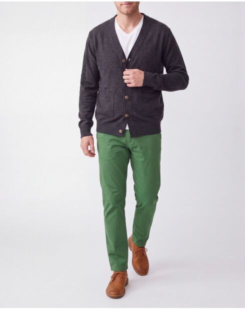 Gilet Noé col V manches longues loup