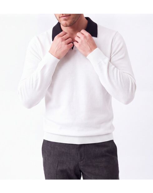 Jersey Raphaël natural de manga larga con cuello de polo