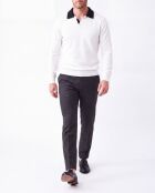 Jersey Raphaël natural de manga larga con cuello de polo