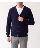Gilet Nathan col V manches longues bleu nuit