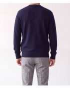 Gilet Nathan col V manches longues bleu nuit