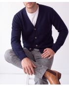 Gilet Nathan col V manches longues bleu nuit