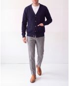 Gilet Nathan col V manches longues bleu nuit