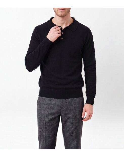 Jersey negro de manga larga Gabriel con cuello polo