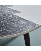 Table basse plateau en Janur noir et blanc Abstract - 80 x 80 x 38 cm
