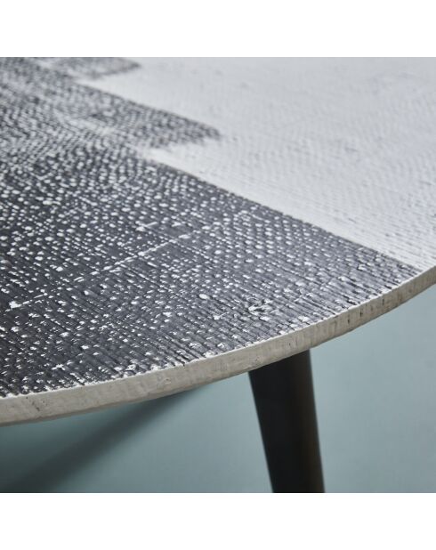 Table basse plateau en Janur noir et blanc Abstract - 80 x 80 x 38 cm