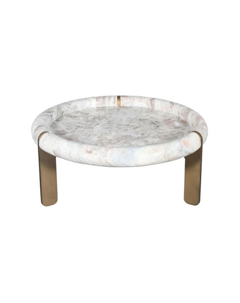 Grande table basse en marbre et métal Prosper - 80 x 80 x 45 cm