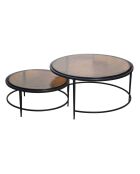 Tables basses gigognes en verre fumé et métal noir Igloo - 86 x 86 x 46 cm