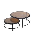 Tables basses gigognes en verre fumé et métal noir Igloo - 86 x 86 x 46 cm