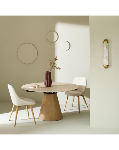 Table en céramique ronde avec allonges Lumio - 135 x 90 x 77 cm