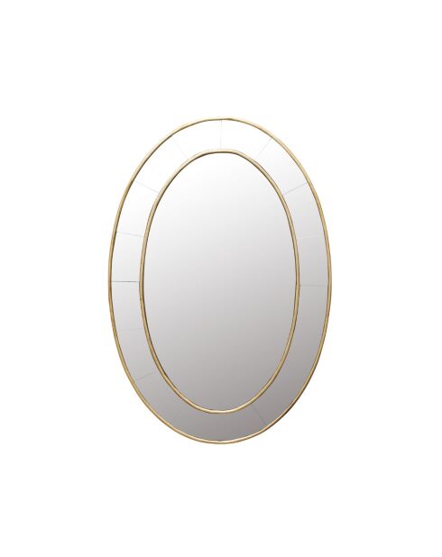 Ovale spiegel met dubbel goudkleurig metalen frame